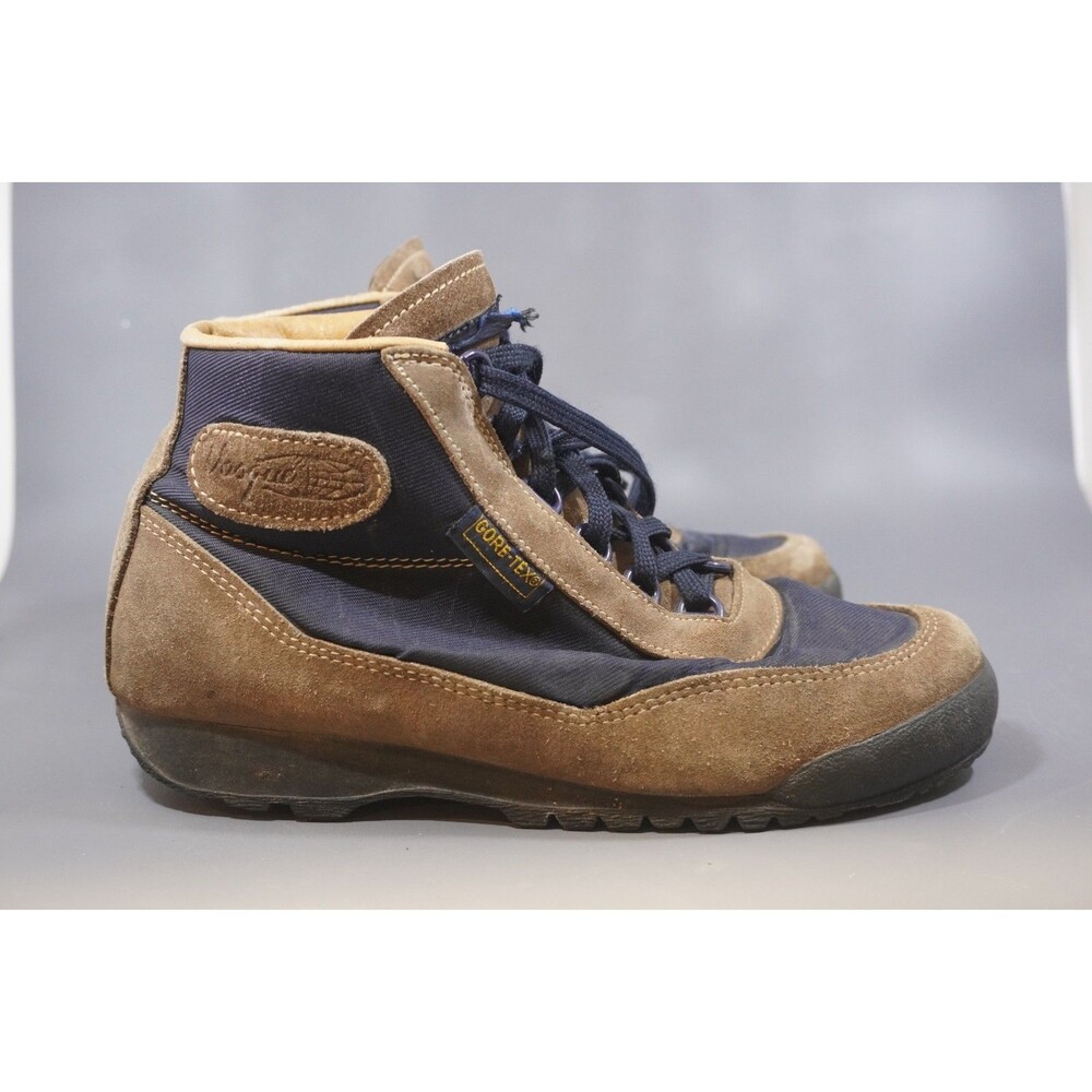 Vintage Vasque Skywalk Hiking Boots Mens 8.5 M Brown Navy Blue Gore-Tex 7534